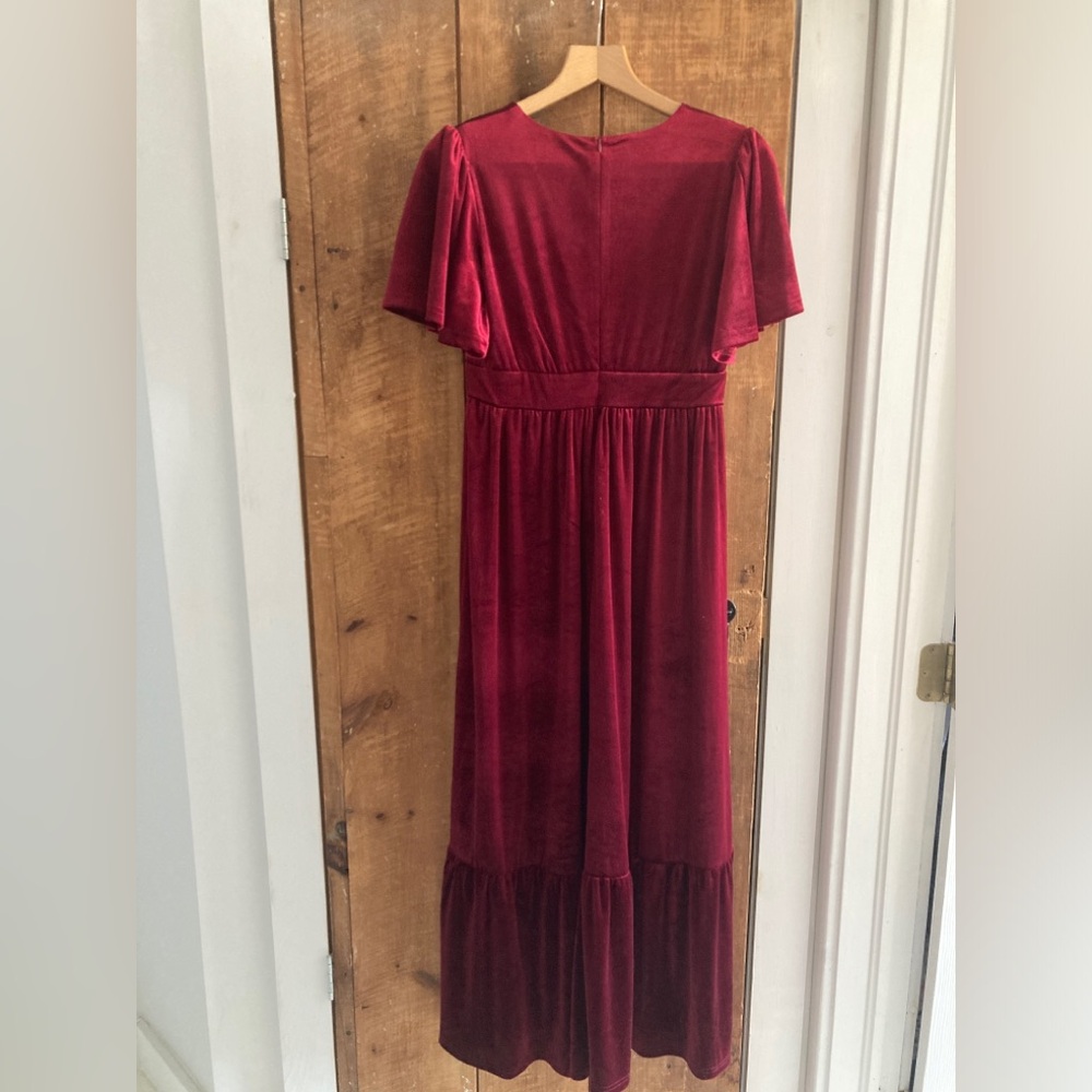In loom new red velvet dress size small maxi coctail wedding party - Picture 3 of 4
